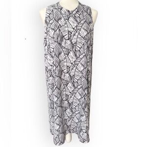 Mud Pie Sawyer Swing Dress Black and White Leaves Size L